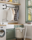 Wall-Mounted Clothes Rack – Metal – Black – Industrial Pipe Design, Space-Saving, Easy Assembly, 60 kg Capacity