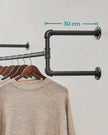 Wall-Mounted Clothes Rack – Metal – Black – Industrial Pipe Design, Space-Saving, Easy Assembly, 60 kg Capacity
