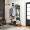 5-Tier Rolling Garment Organiser – Metal Frame – Brown and Black – Versatile Clothes Storage Rack for Laundry Room and Bedroom