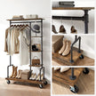 5-Tier Rolling Garment Organiser – Metal Frame – Brown and Black – Versatile Clothes Storage Rack for Laundry Room and Bedroom
