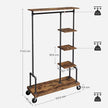5-Tier Rolling Garment Organiser – Metal Frame – Brown and Black – Versatile Clothes Storage Rack for Laundry Room and Bedroom