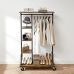 5-Tier Rolling Garment Organiser – Metal Frame – Brown and Black – Versatile Clothes Storage Rack for Laundry Room and Bedroom