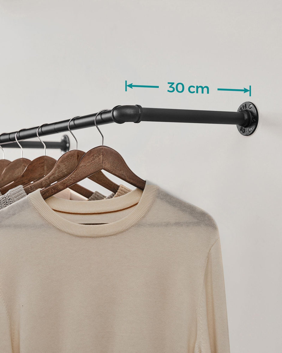 Wall-Mounted Clothes Rail – Metal – Black – Set of 2, Industrial Design, Space-Saving, Supports Up to 50 kg