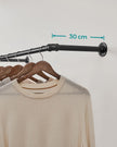 Wall-Mounted Clothes Rack Set – Metal – Black – Industrial Pipe Design, Space-Saving, 50 kg Capacity Each