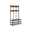 Large Coat Rack Stand – Iron – Industrial Design – 12 Hooks and Shoe Bench