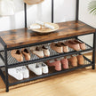 Large Coat Rack Stand – Iron – Industrial Design – 12 Hooks and Shoe Bench
