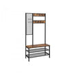 Coat Stand – Metal and Wood – Rustic Brown – Multi-Functional with Grid Wall and Mesh Shelves