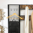 Coat Stand – Metal and Wood – Rustic Brown – Multi-Functional with Grid Wall and Mesh Shelves