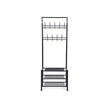 Hall Tree – Metal – Black – Multi-Purpose Entryway Organizer with Coat Stand and Shoe Rack