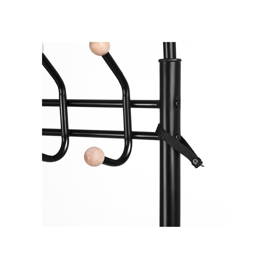 Hall Tree – Metal – Black – Multi-Purpose Entryway Organizer with Coat Stand and Shoe Rack