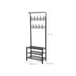Hall Tree – Metal – Black – Multi-Purpose Entryway Organizer with Coat Stand and Shoe Rack