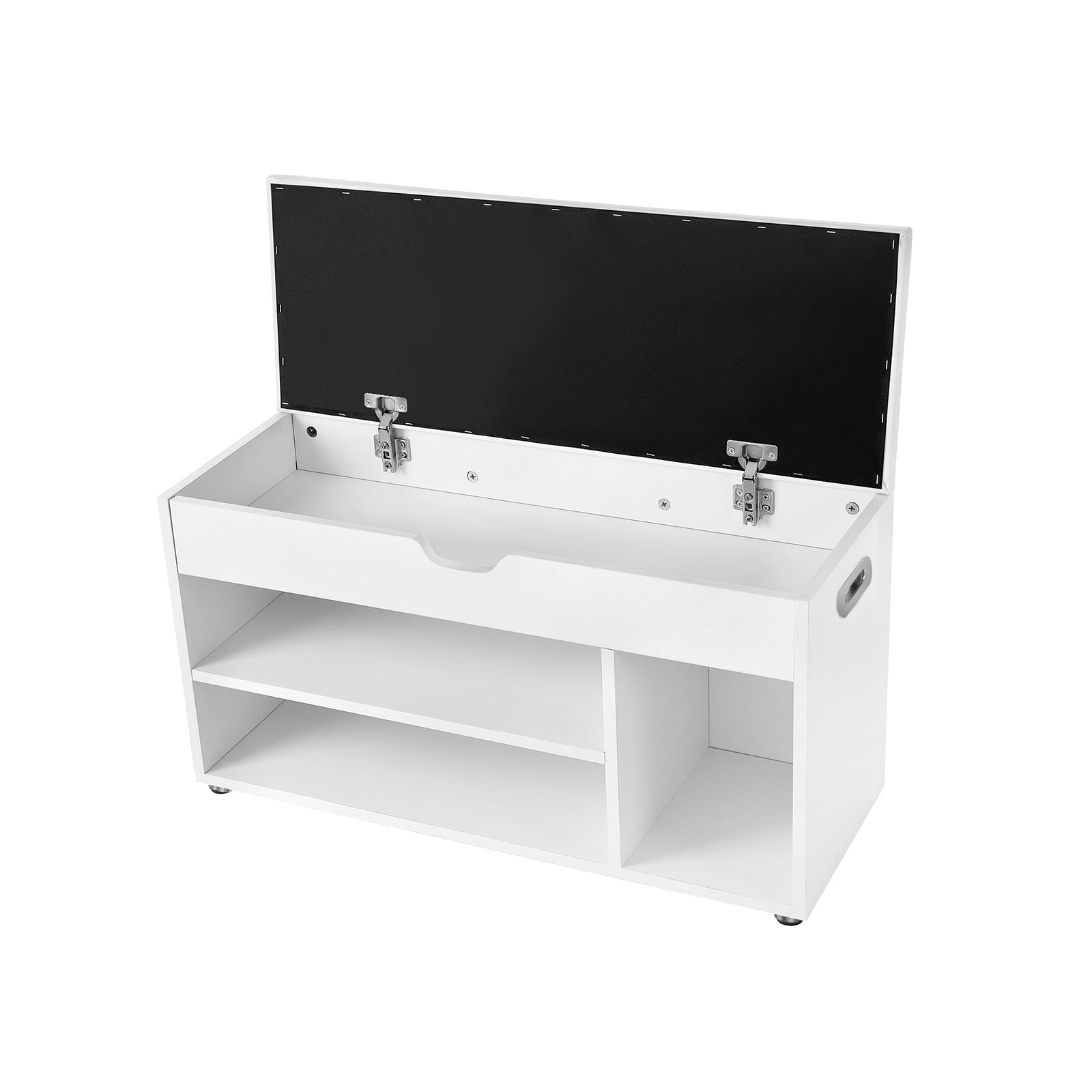 Hallway Cabinet Shoe Bench – Wood – White – Storage with Shelves and Hidden Chest