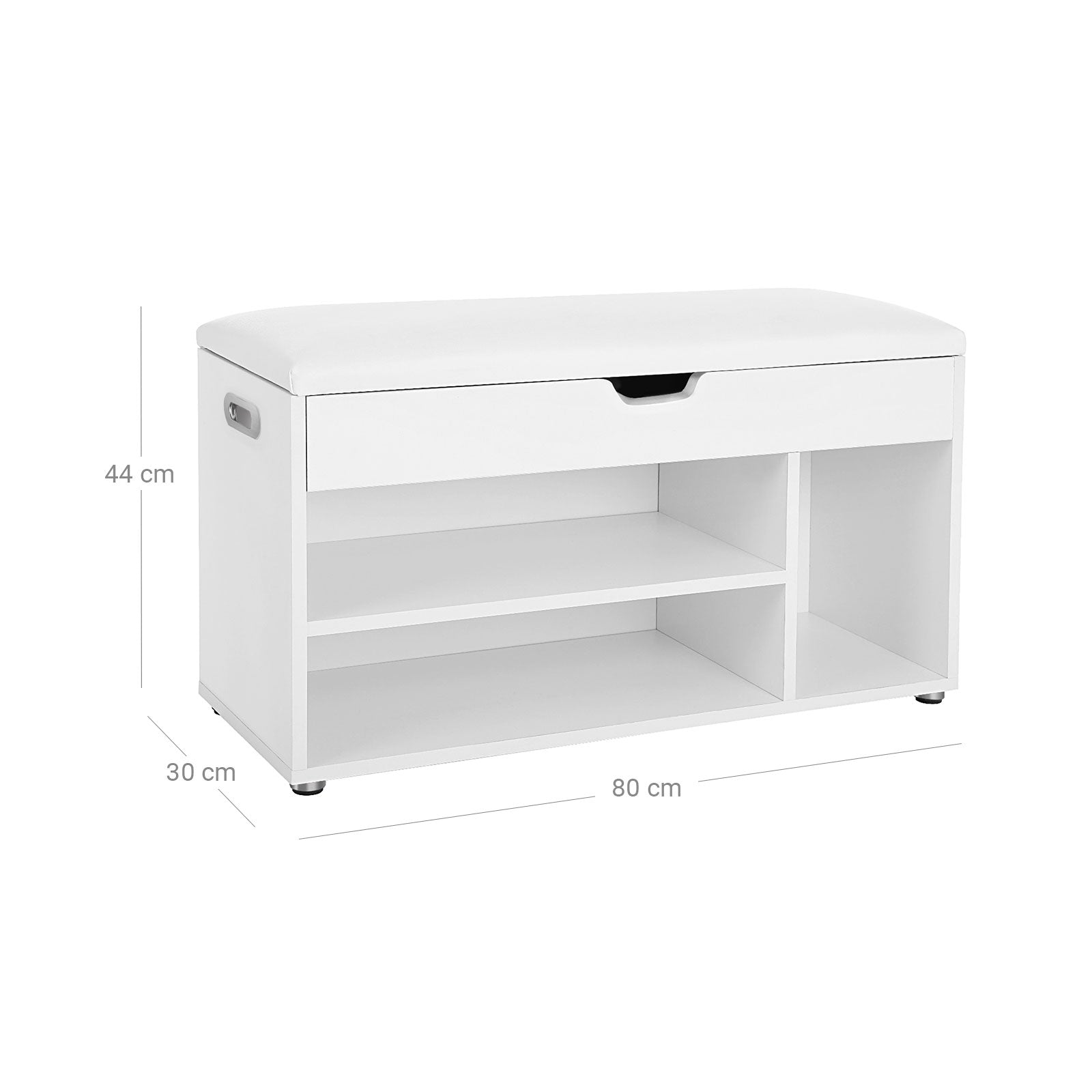 Hallway Cabinet Shoe Bench – Wood – White – Storage with Shelves and Hidden Chest