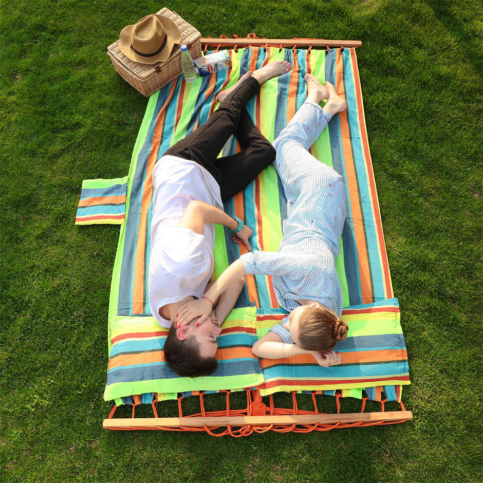 Hammock – 70% Cotton – Multicolor – Includes 2 Cushions, 2-Person Capacity, 300 kg Load Limit