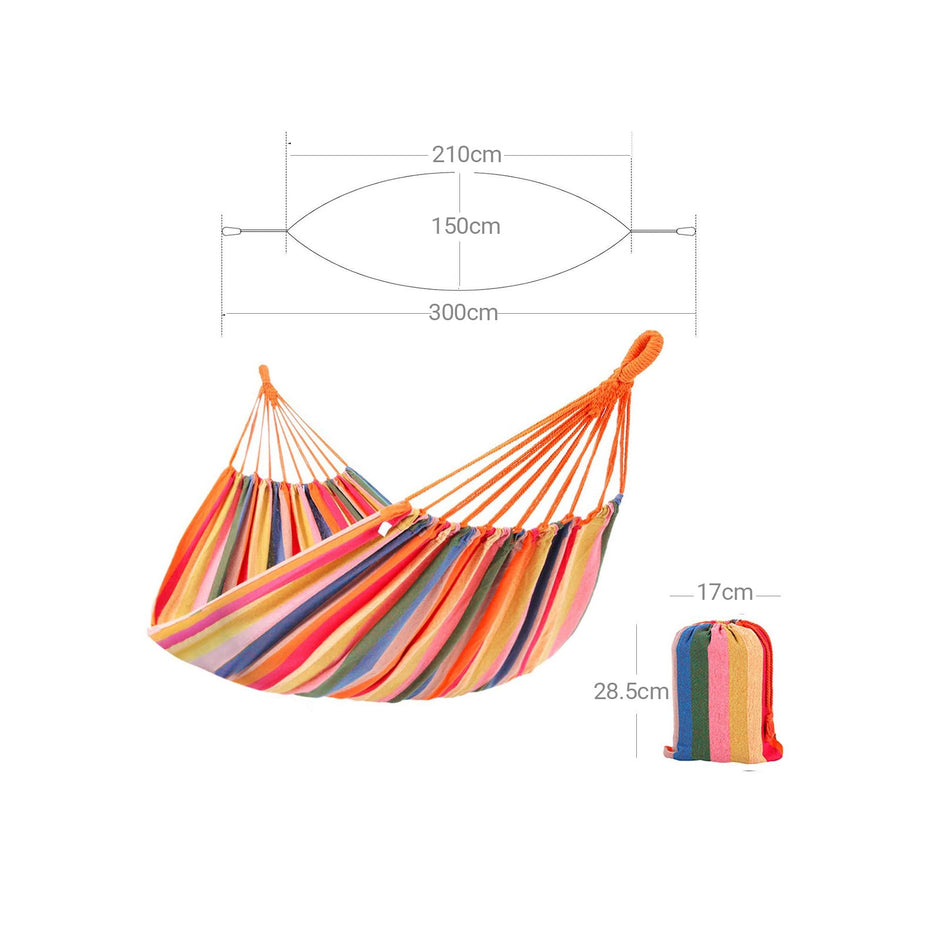 Hammock – 70% Cotton – Rainbow – Portable with Carry Bag and Two Pillows