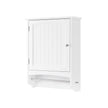 Wooden Wall Storage Cabinet – White – Adjustable Shelf with Towel Rod