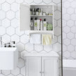 Wooden Wall Storage Cabinet – White – Adjustable Shelf with Towel Rod