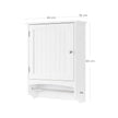 Wooden Wall Storage Cabinet – White – Adjustable Shelf with Towel Rod
