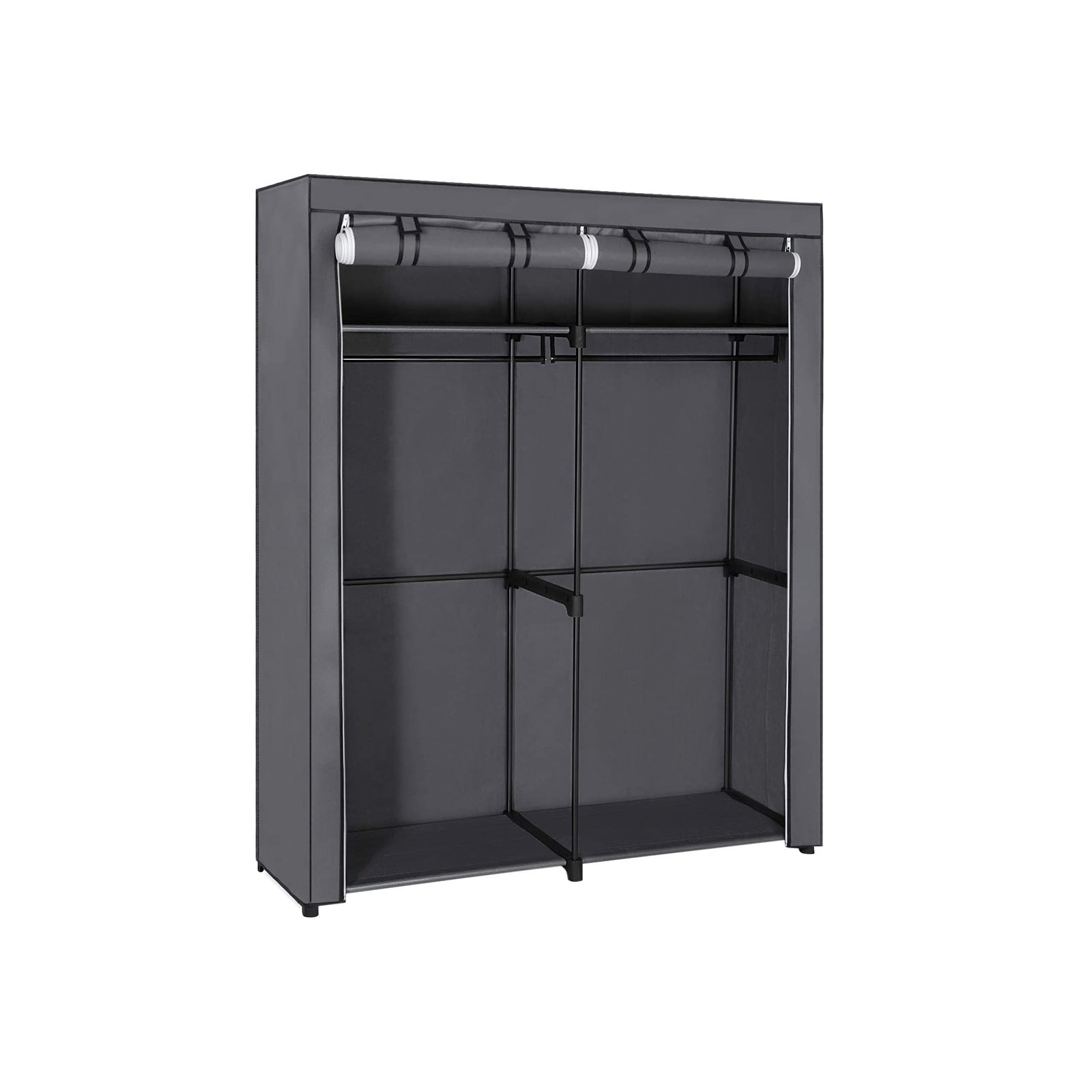 Portable Wardrobe – Fabric – Grey – Foldable with Hanging Rods