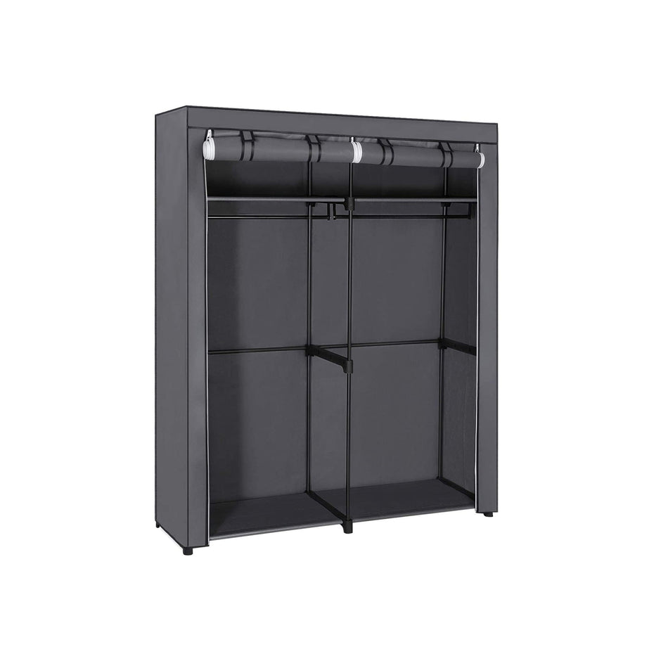 Portable Wardrobe – Fabric – Grey – Foldable with Hanging Rods