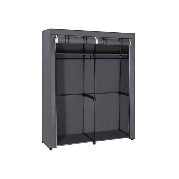Portable Wardrobe – Fabric – Grey – Foldable with Hanging Rods
