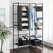 Hanging Storage Shelves – Fabric – Grey – 6-Tier Wardrobe Closet Organizer with Clips
