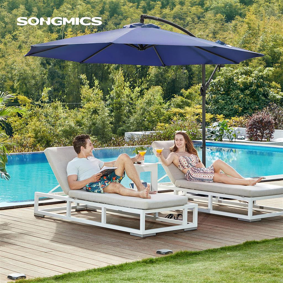 Hanging Umbrella – Fabric – Grey – Crank-Operated with UPF 50+ Sunshade Protection