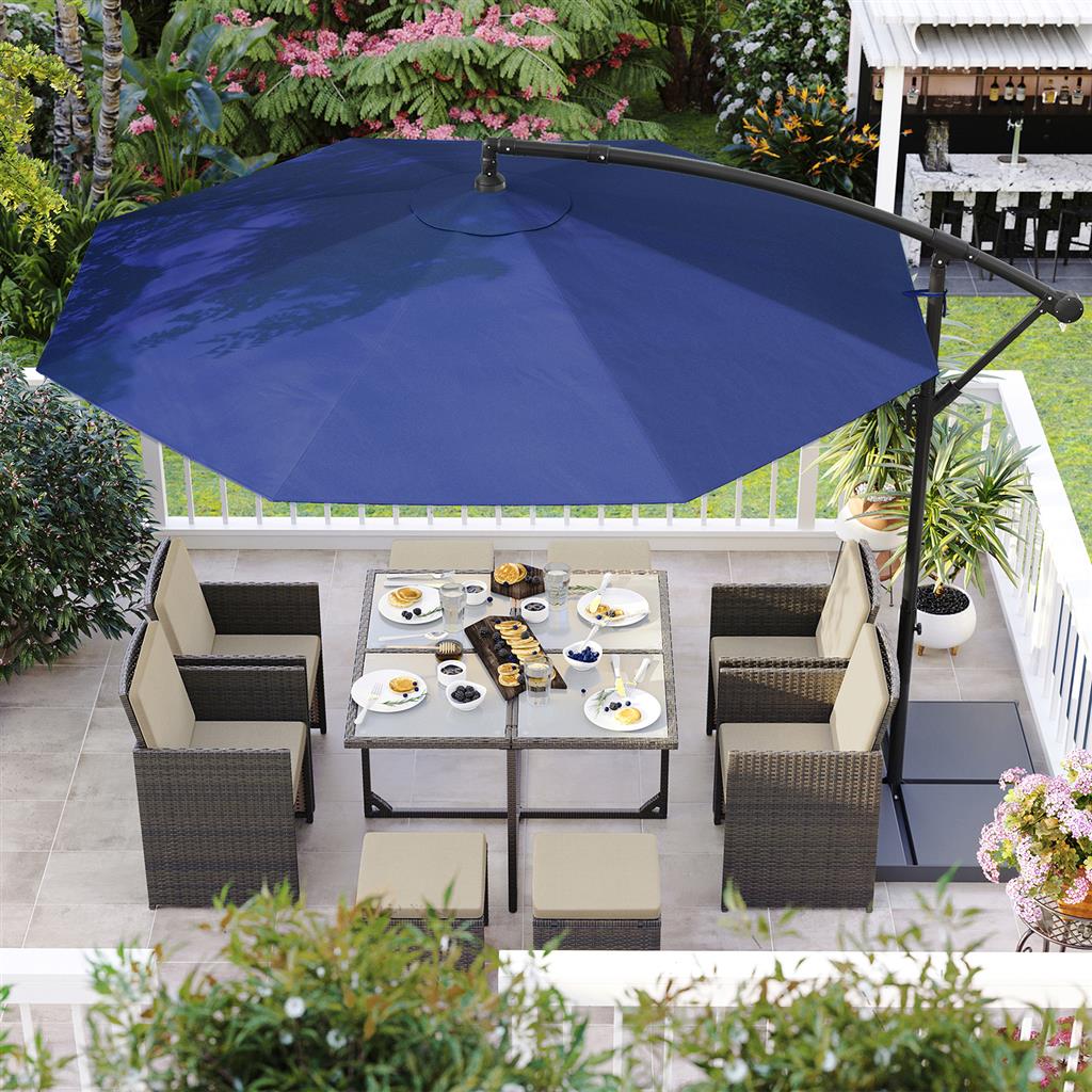 Hanging Umbrella – Fabric – Grey – Crank-Operated with UPF 50+ Sunshade Protection