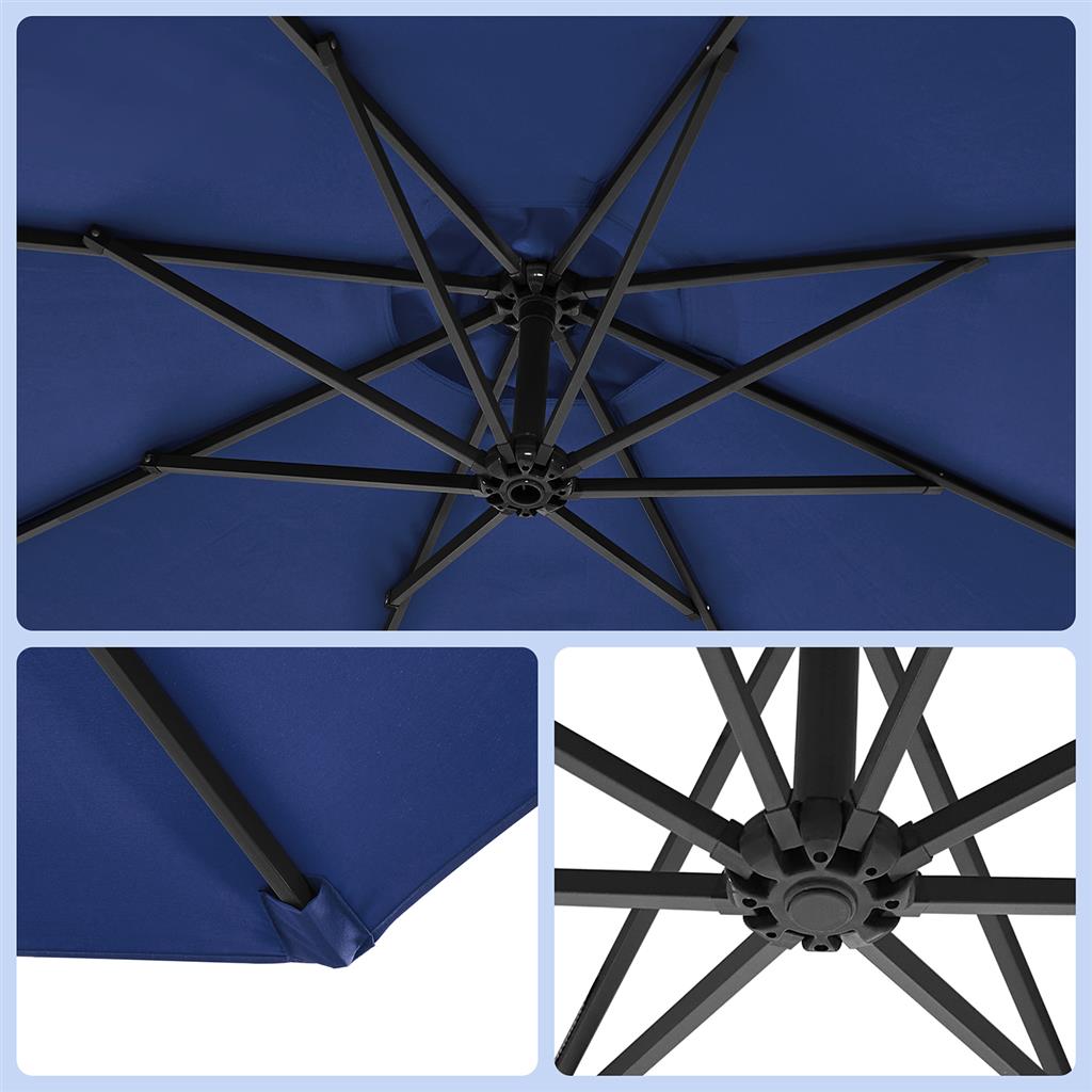 Hanging Umbrella – Fabric – Grey – Crank-Operated with UPF 50+ Sunshade Protection