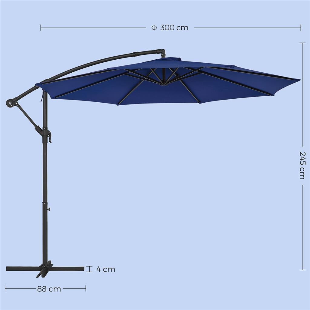 Hanging Umbrella – Fabric – Grey – Crank-Operated with UPF 50+ Sunshade Protection