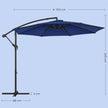 Hanging Umbrella – Fabric – Grey – Crank-Operated with UPF 50+ Sunshade Protection