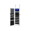 Hanging Jewellery Cabinet – Wood – White – Lockable with LED Light and Drawers