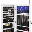 Hanging Jewellery Cabinet – Wood – White – Lockable with LED Light and Drawers