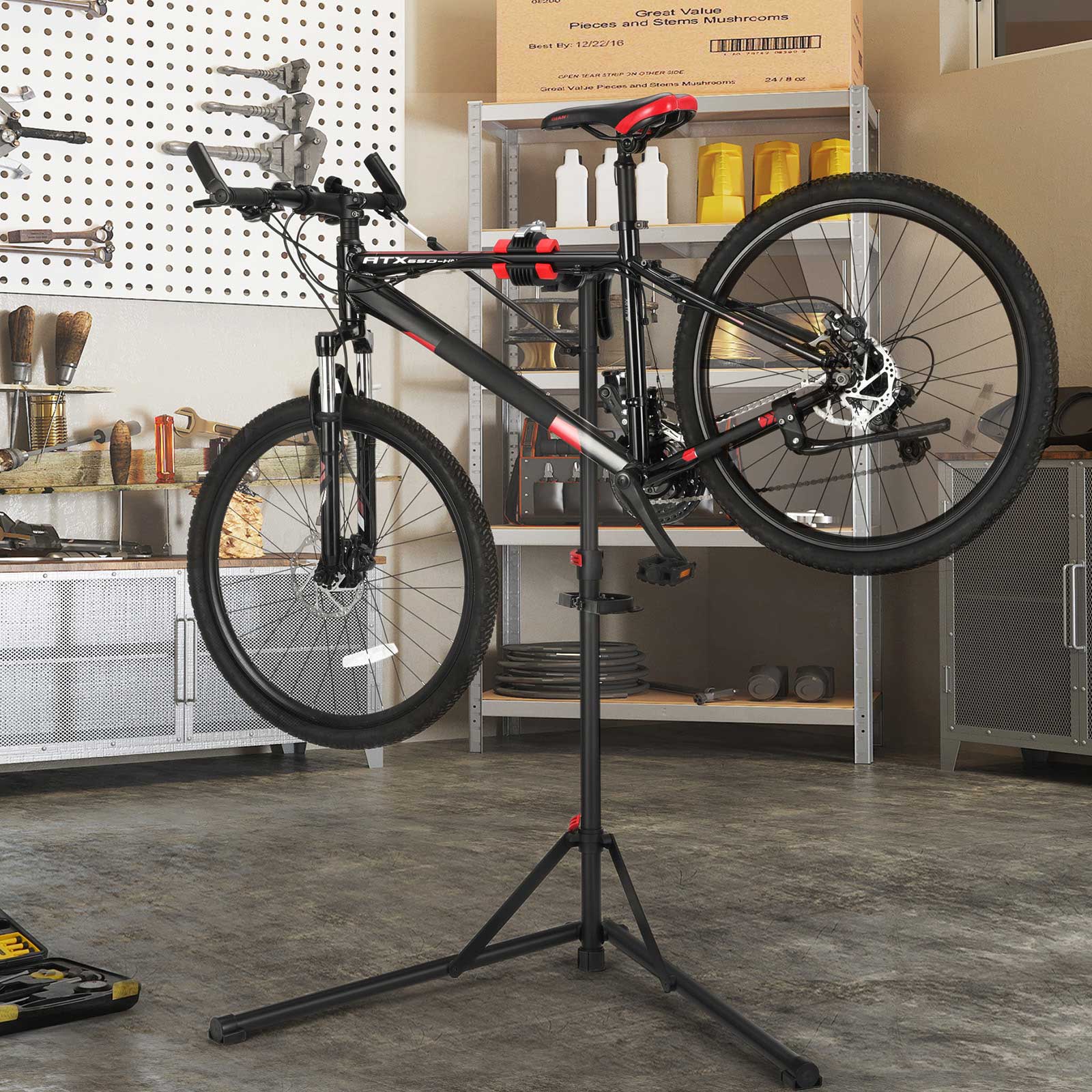 Heavy-Duty Bike Repair Stand – Welded Steel – Black – 360-Degree Adjustment Clamp