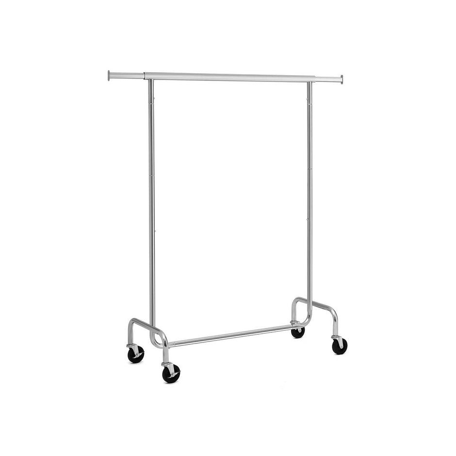 Heavy Duty Garment Rack – Metal – Chrome – Adjustable Length 3.6-4.9 ft, Maximum Capacity 130 Kg