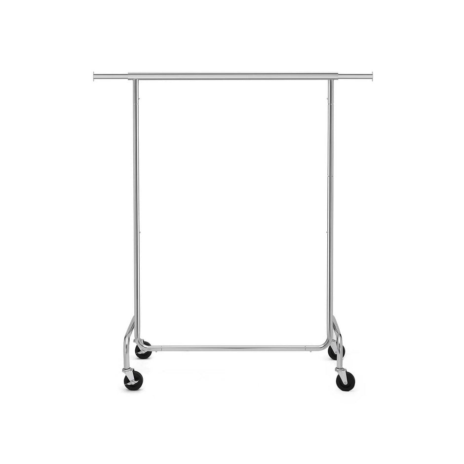Heavy Duty Garment Rack – Metal – Chrome – Adjustable Length 3.6-4.9 ft, Maximum Capacity 130 Kg