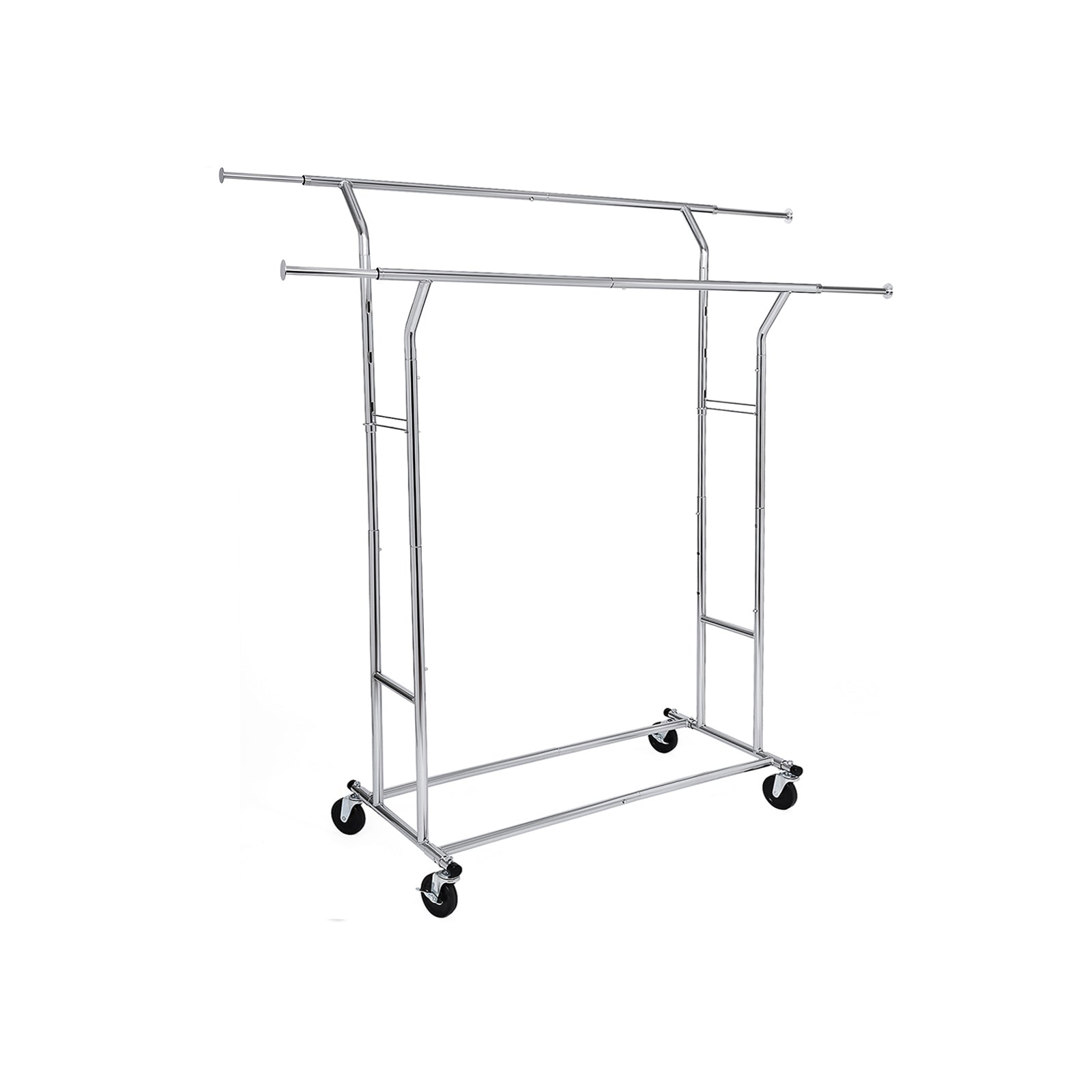 Heavy Duty Garment Rack – Metal – Chrome – Adjustable with Double Hanging Rails, 110 kg Load Capacity