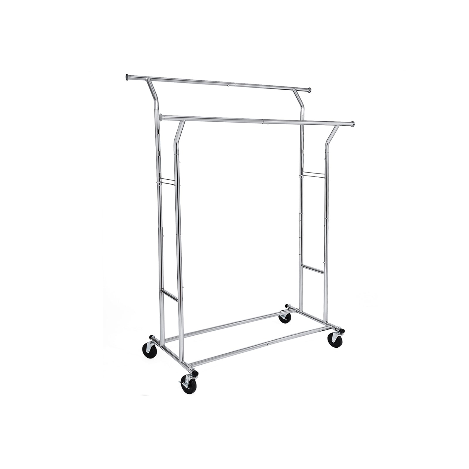 Heavy Duty Garment Rack – Metal – Chrome – Adjustable with Double Hanging Rails, 110 kg Load Capacity