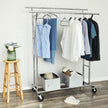 Heavy Duty Garment Rack – Metal – Chrome – Adjustable with Double Hanging Rails, 110 kg Load Capacity