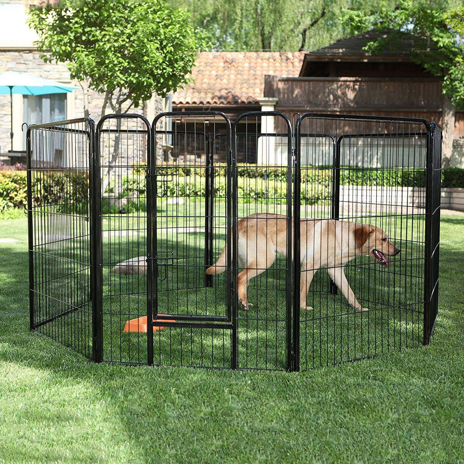 Heavy Duty Playpen – Metal – Black – 8 Panel Design, 80 x 100 cm