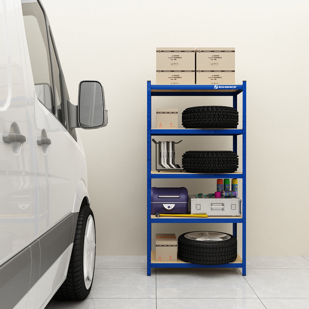 Heavy-Duty Shelving – MDF – Blue – 5-Tier Boltless Racking with 875 kg Capacity
