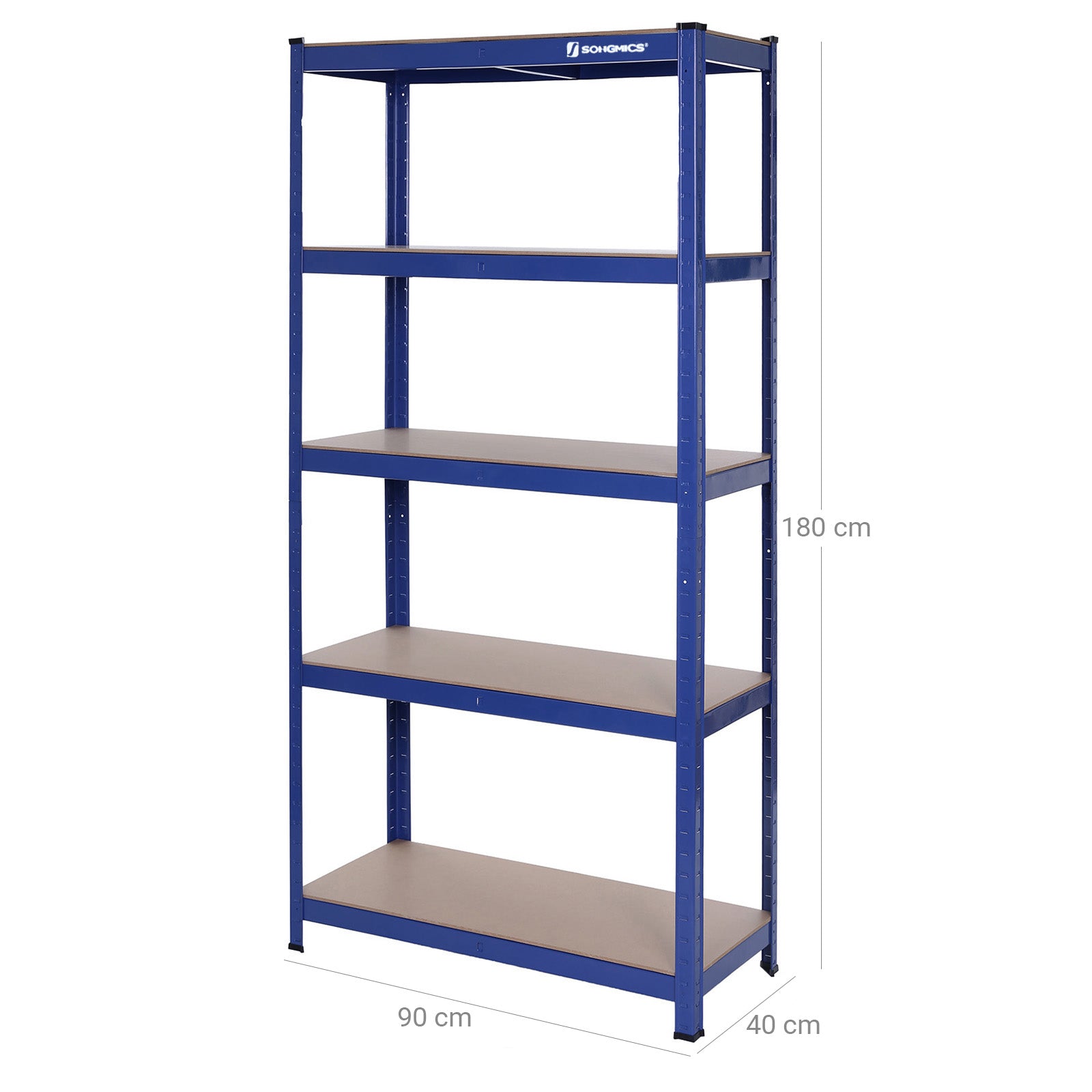 Heavy-Duty Shelving – MDF – Blue – 5-Tier Boltless Racking with 875 kg Capacity
