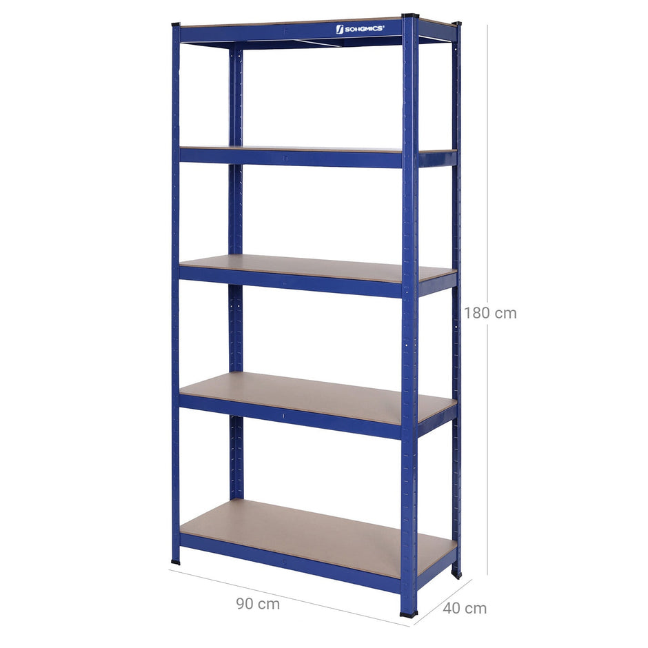 Heavy-Duty Shelving – MDF – Blue – 5-Tier Boltless Racking with 875 kg Capacity