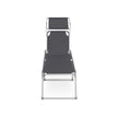 Folding Sun Lounger – Fabric – Grey – Adjustable Reclining Backrest with Sunshade