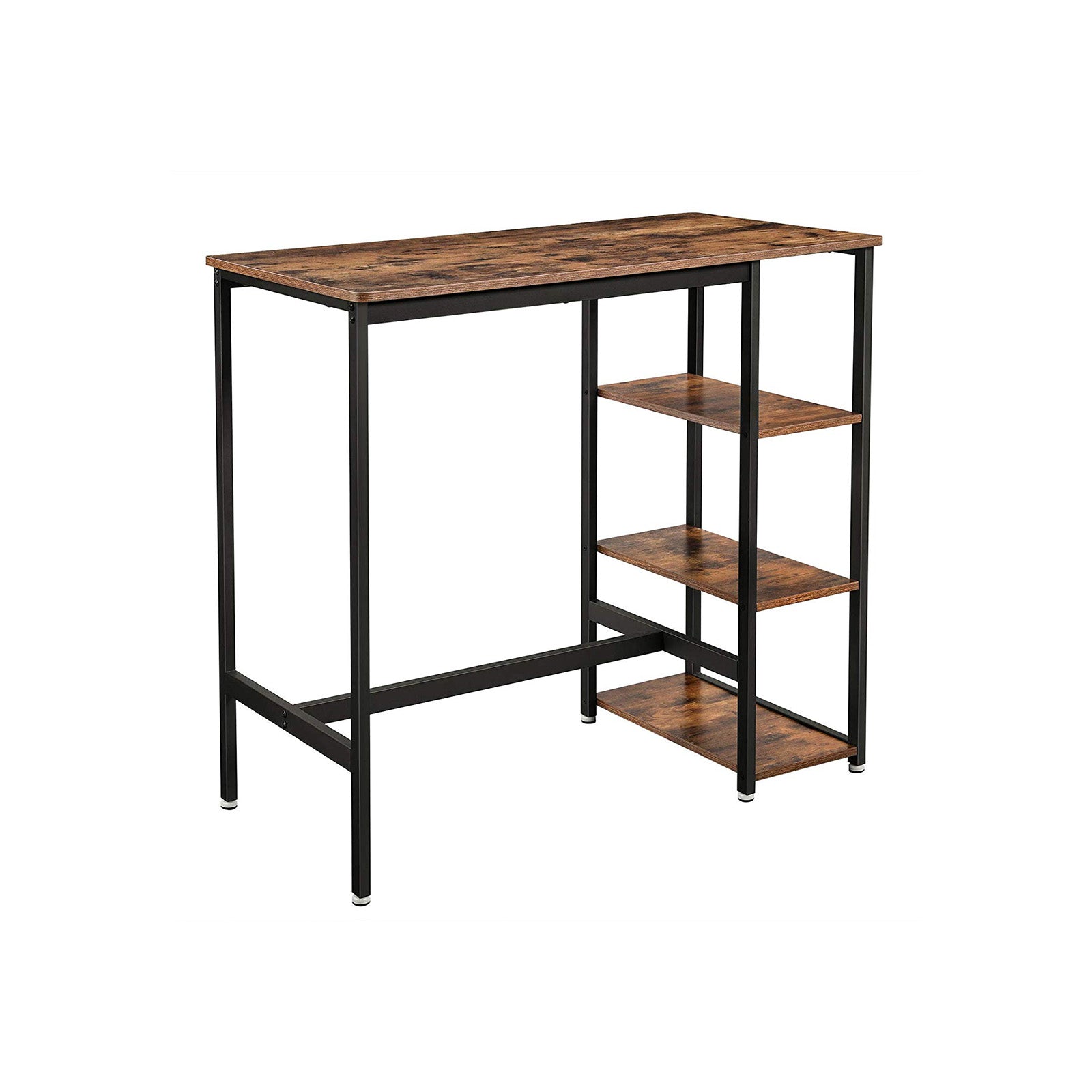 Industrial Bar Table – Iron – Rustic Brown – Stable Structure with 3 Shelves