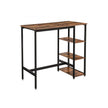 Industrial Bar Table – Iron – Rustic Brown – Stable Structure with 3 Shelves