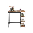 Industrial Bar Table – Iron – Rustic Brown – Stable Structure with 3 Shelves