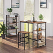 Industrial Bar Table – Iron – Rustic Brown – Stable Structure with 3 Shelves