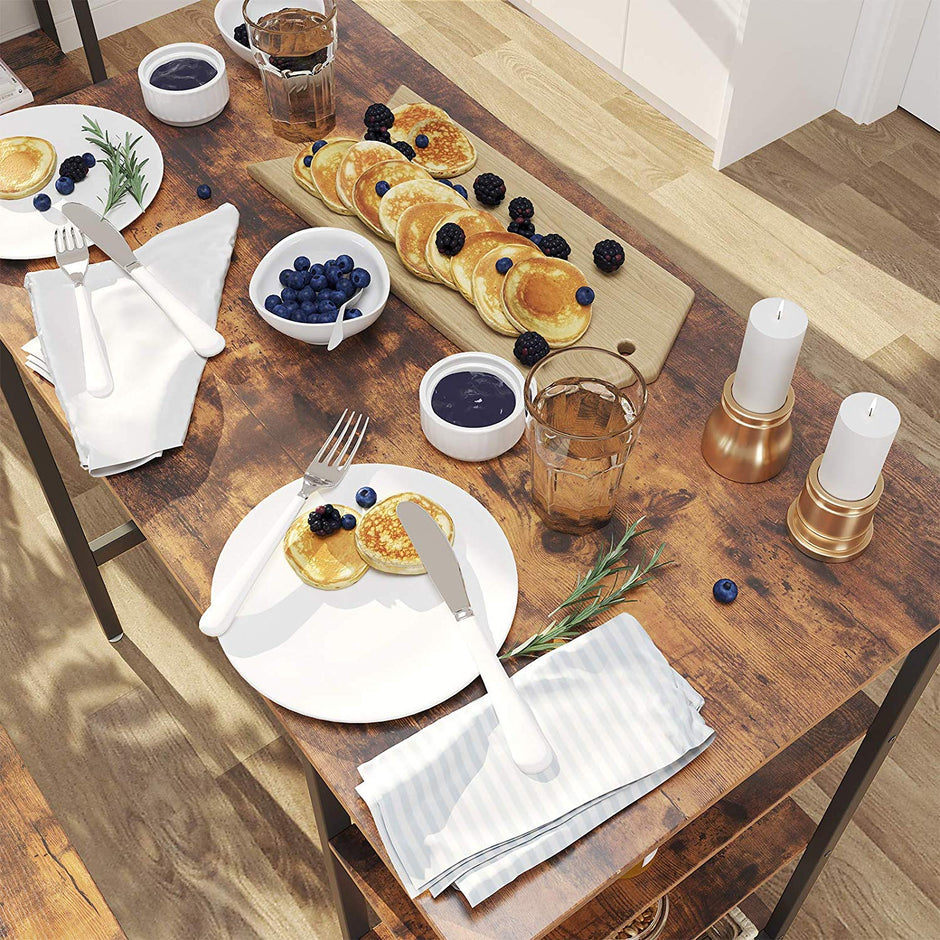 Industrial Bar Table – Iron – Rustic Brown – Stable Structure with 3 Shelves