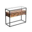 Industrial Console Table – Tempered Glass – Rustic – 2 Drawers with Stable Iron Frame